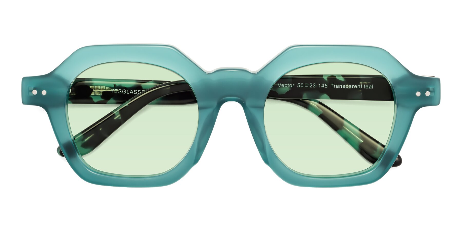 Folded Front of Vector in Transparent Teal with Light Green Tinted Lenses