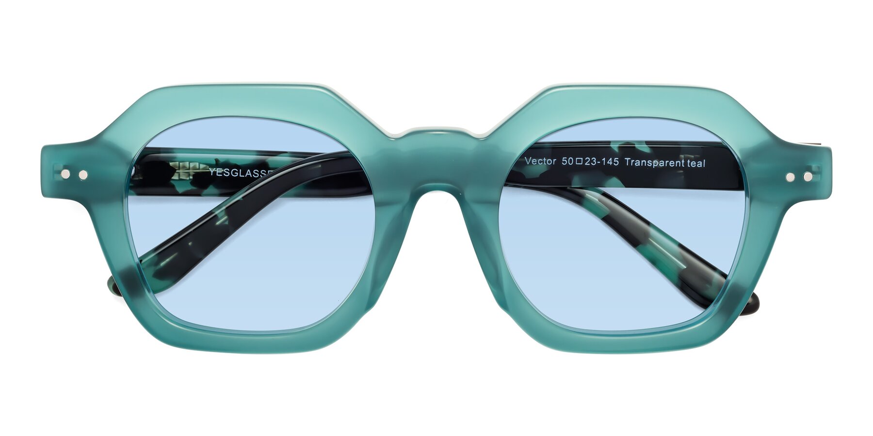 Folded Front of Vector in Transparent Teal with Light Blue Tinted Lenses
