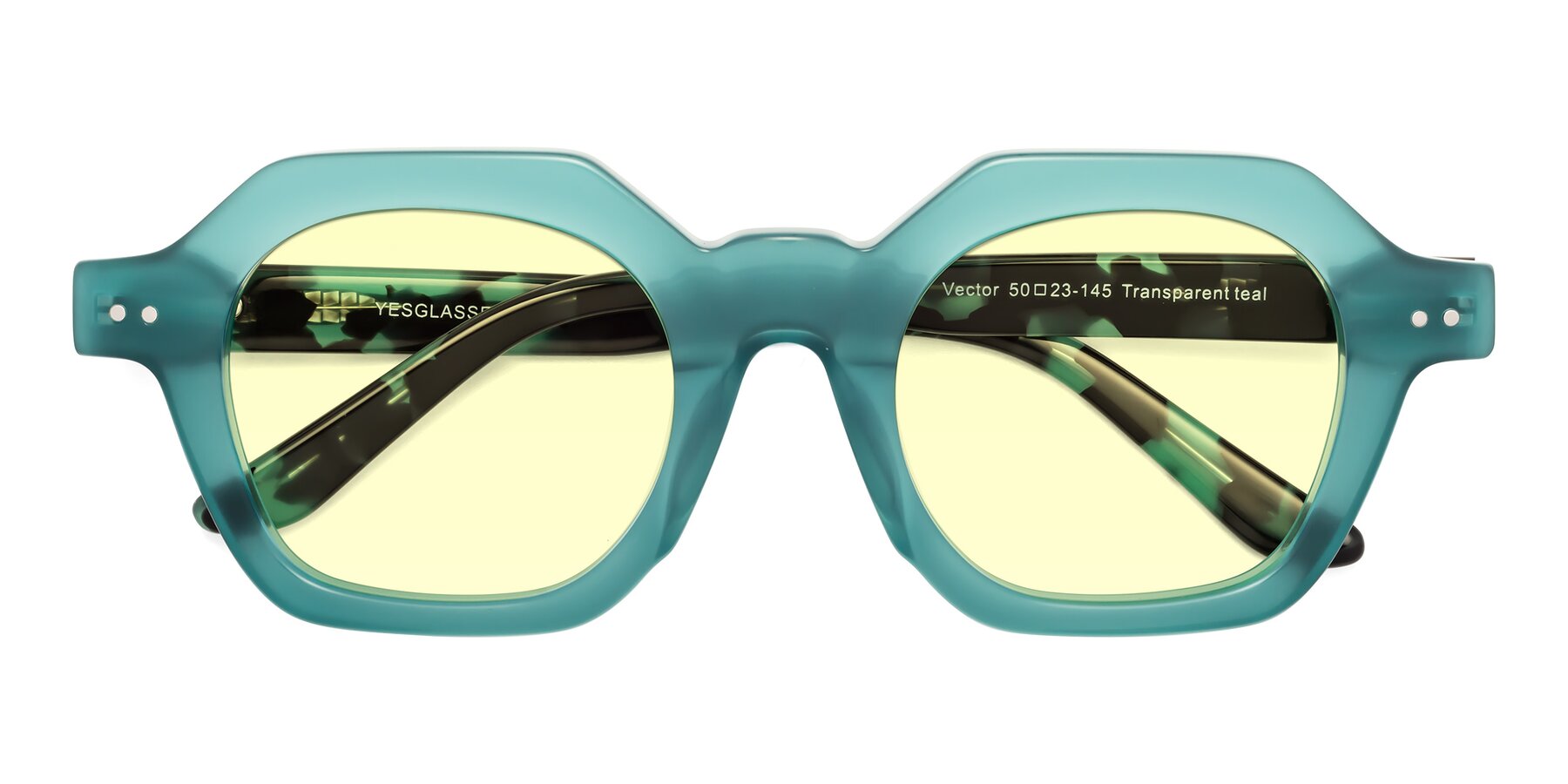 Folded Front of Vector in Transparent Teal with Light Yellow Tinted Lenses