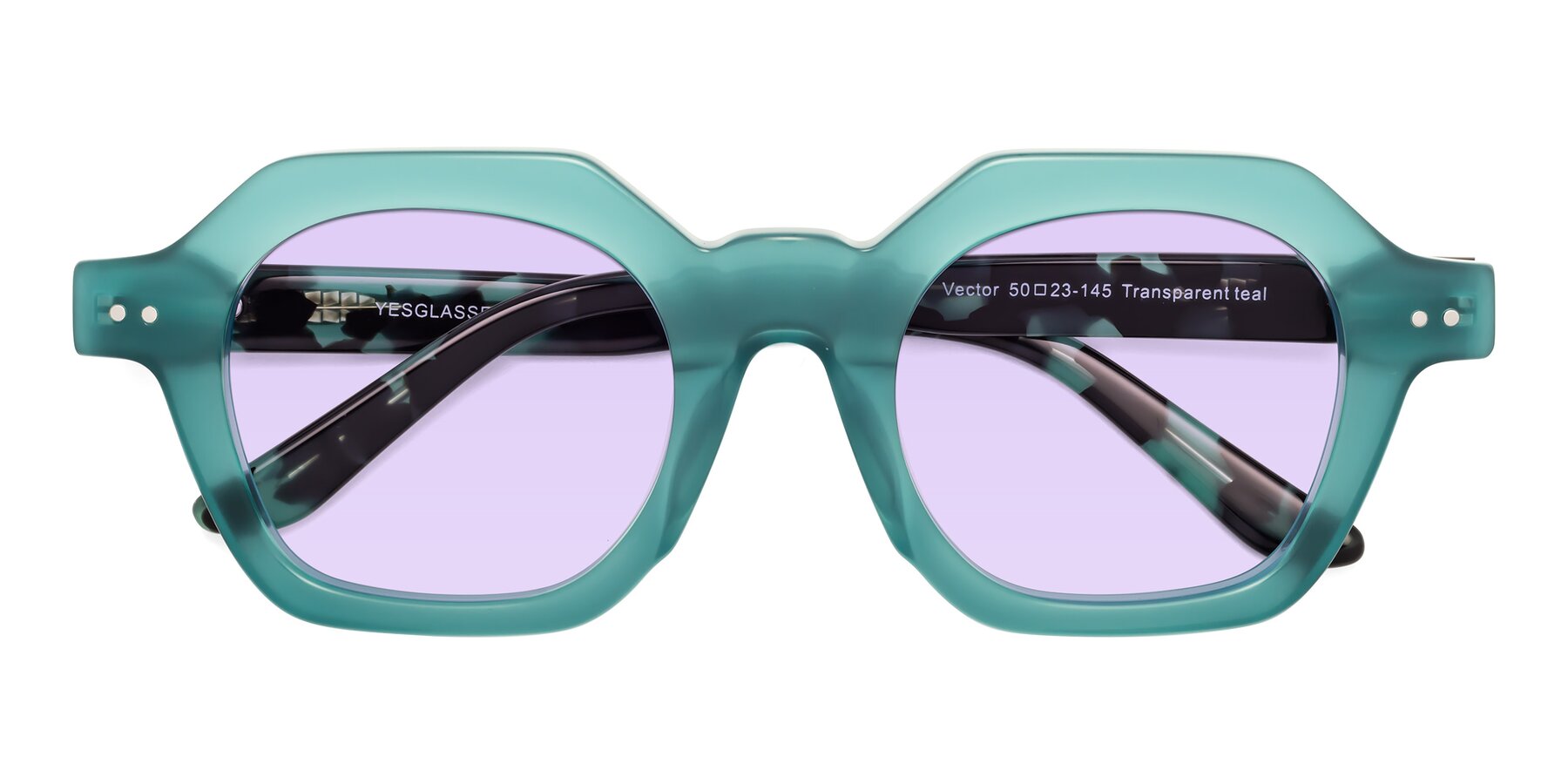 Folded Front of Vector in Transparent Teal with Light Purple Tinted Lenses