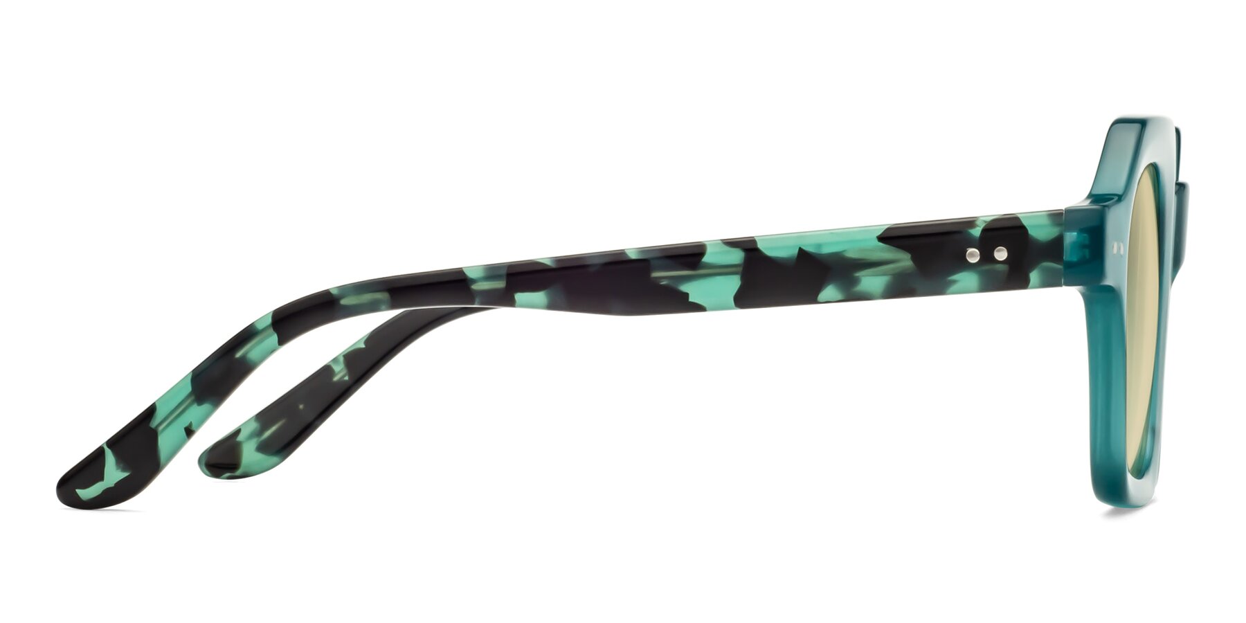 Side of Vector in Transparent Teal with Light Champagne Tinted Lenses