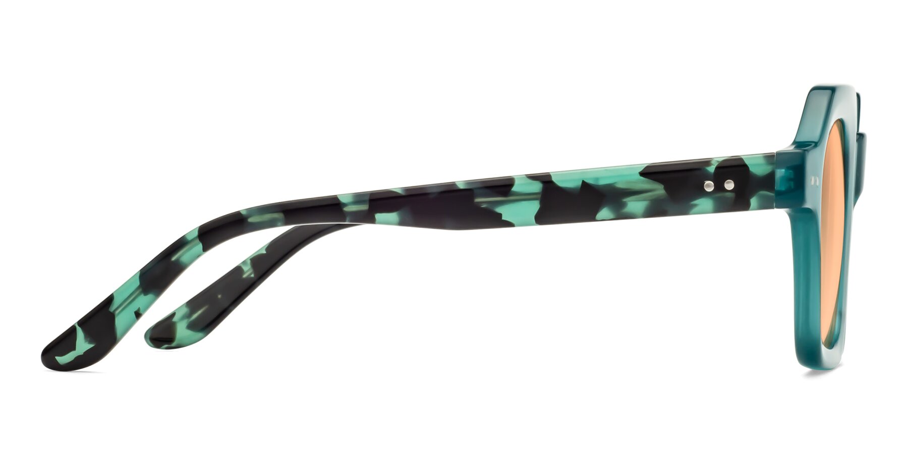 Side of Vector in Transparent Teal with Light Orange Tinted Lenses