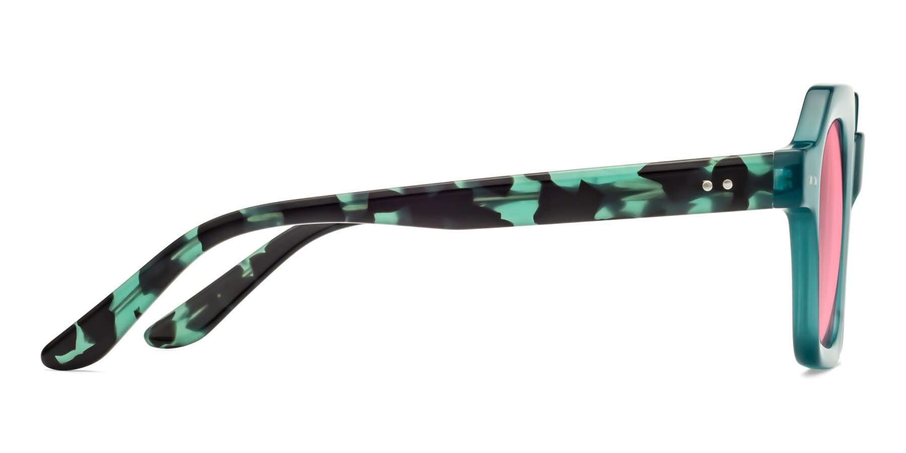 Side of Vector in Transparent Teal with Pink Tinted Lenses