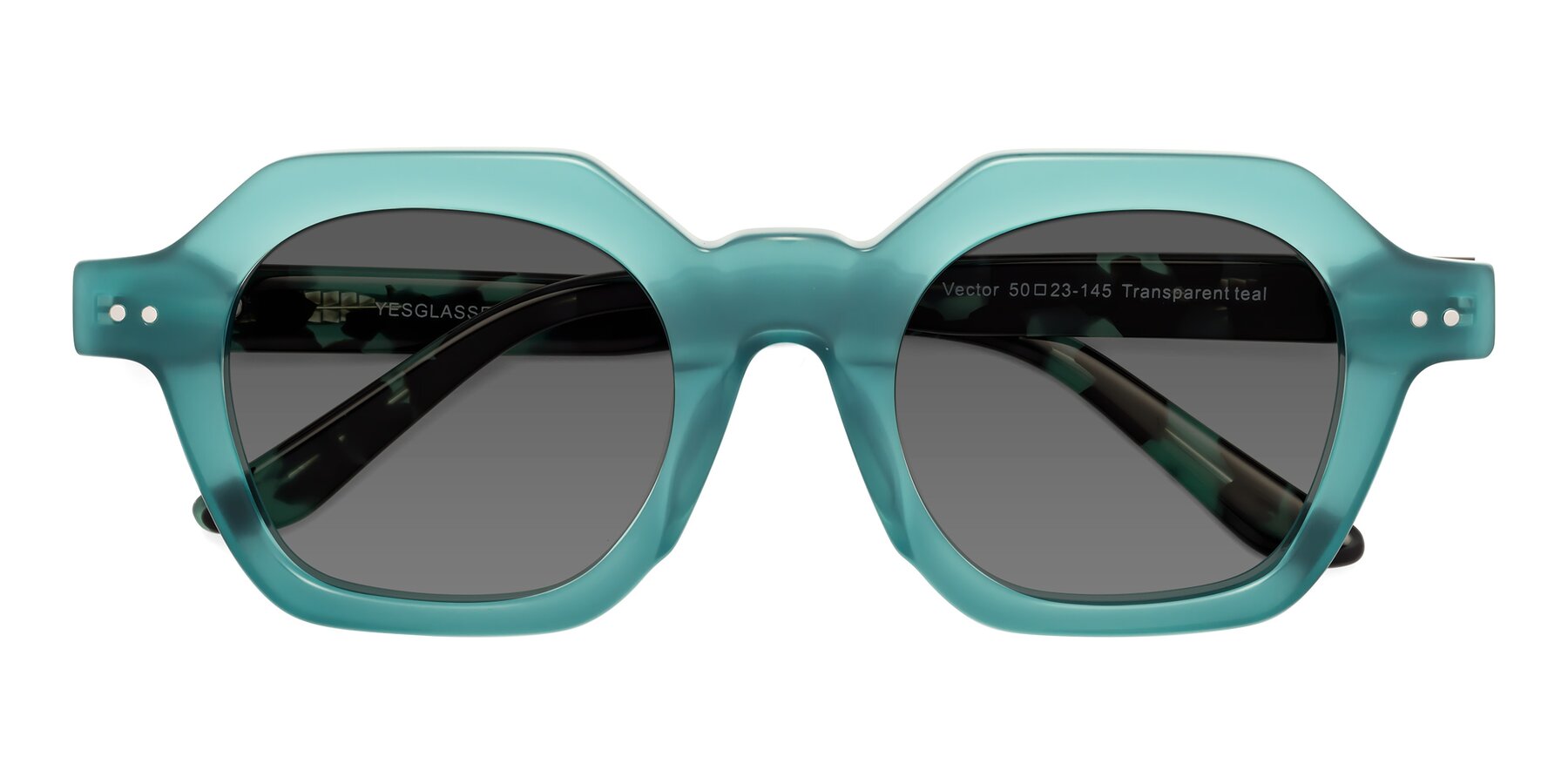 Folded Front of Vector in Transparent Teal with Medium Gray Tinted Lenses