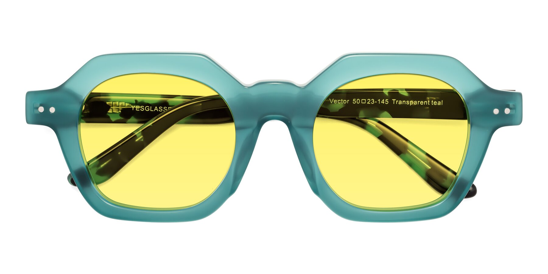 Folded Front of Vector in Transparent Teal with Medium Yellow Tinted Lenses