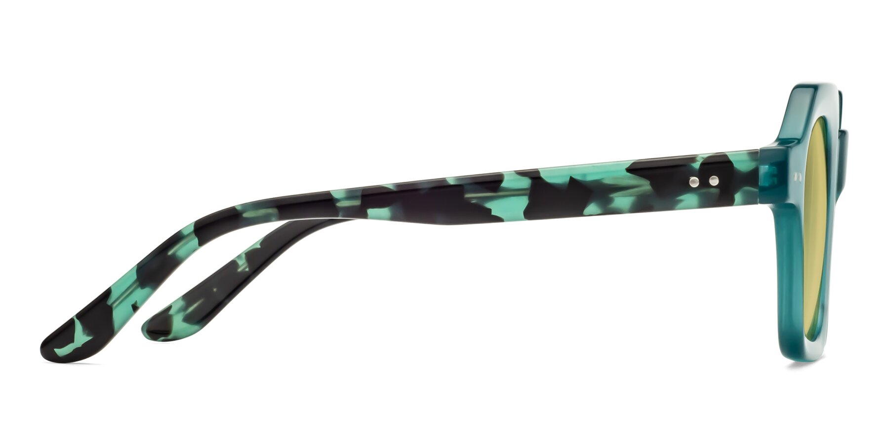 Side of Vector in Transparent Teal with Medium Champagne Tinted Lenses