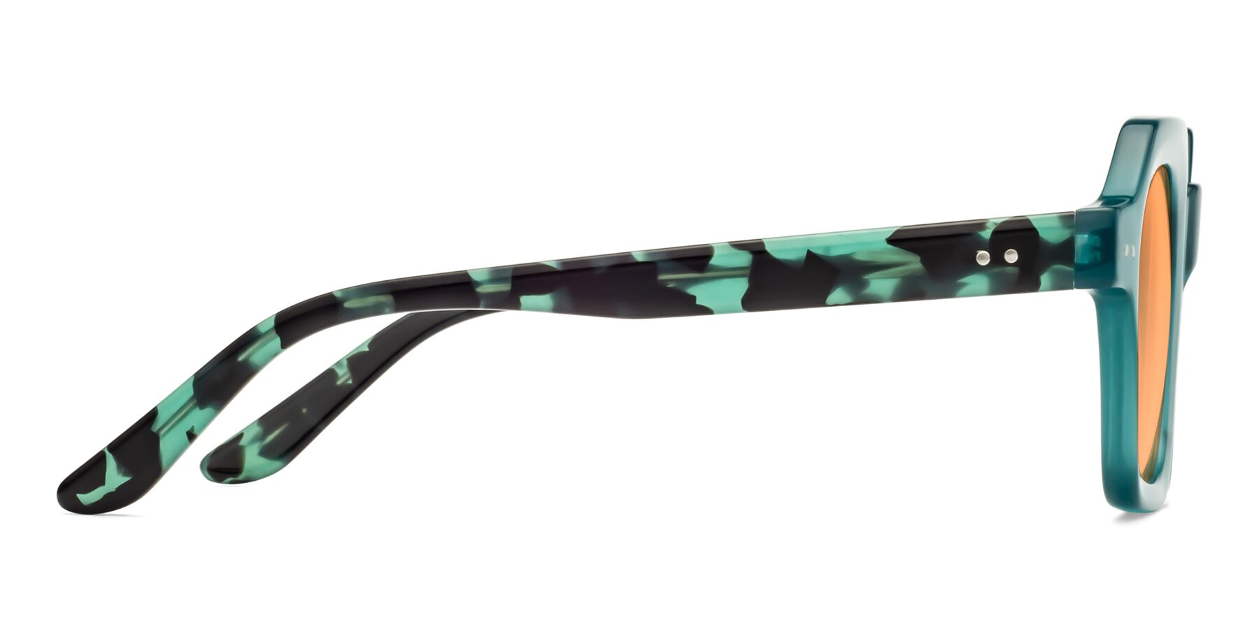 Side of Vector in Transparent Teal with Medium Orange Tinted Lenses