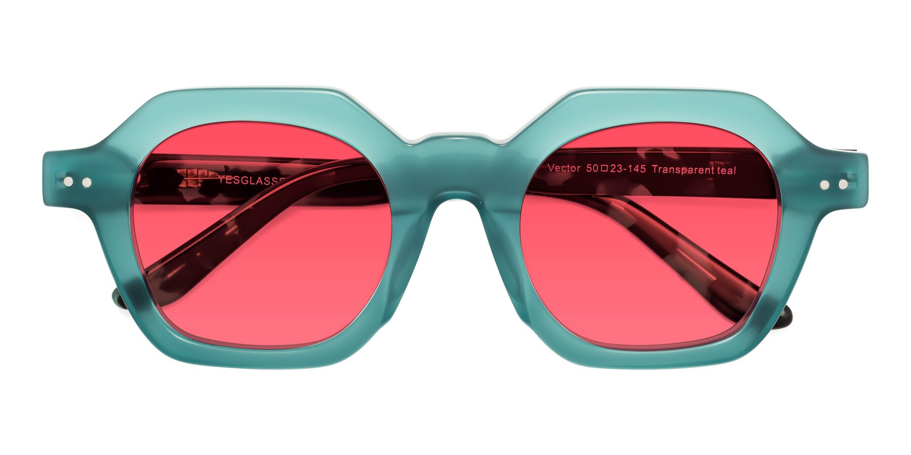 Folded Front of Vector in Transparent Teal with Red Tinted Lenses