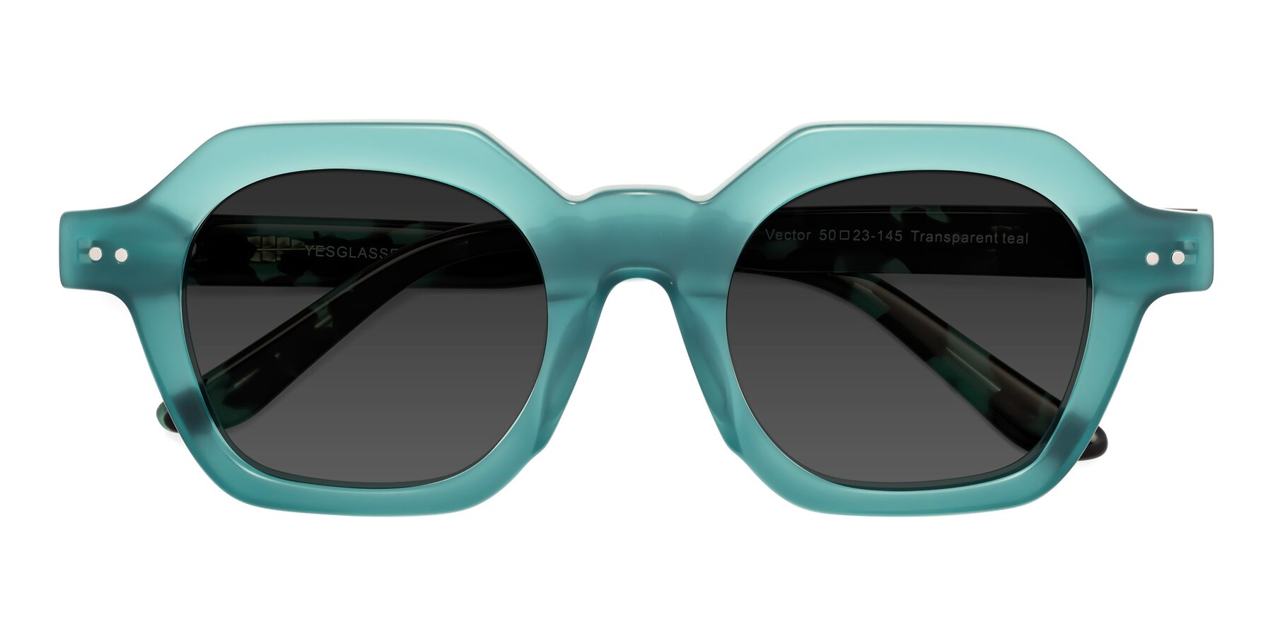 Folded Front of Vector in Transparent Teal with Gray Tinted Lenses