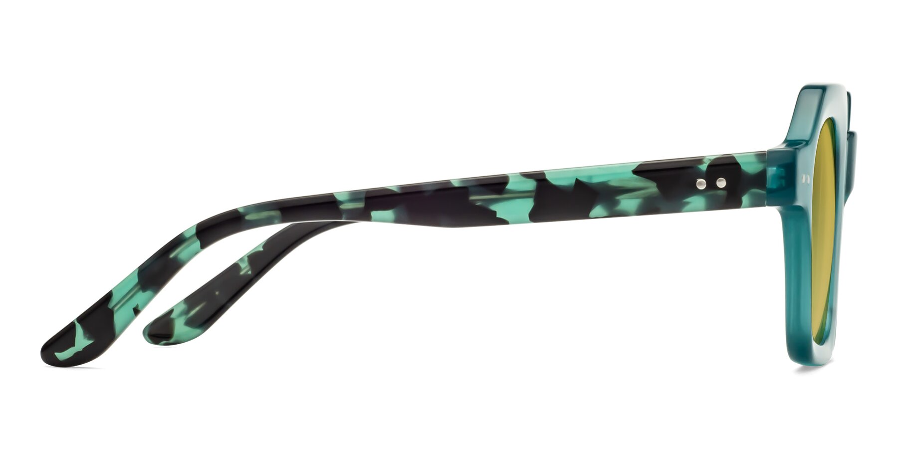 Side of Vector in Transparent Teal with Champagne Tinted Lenses