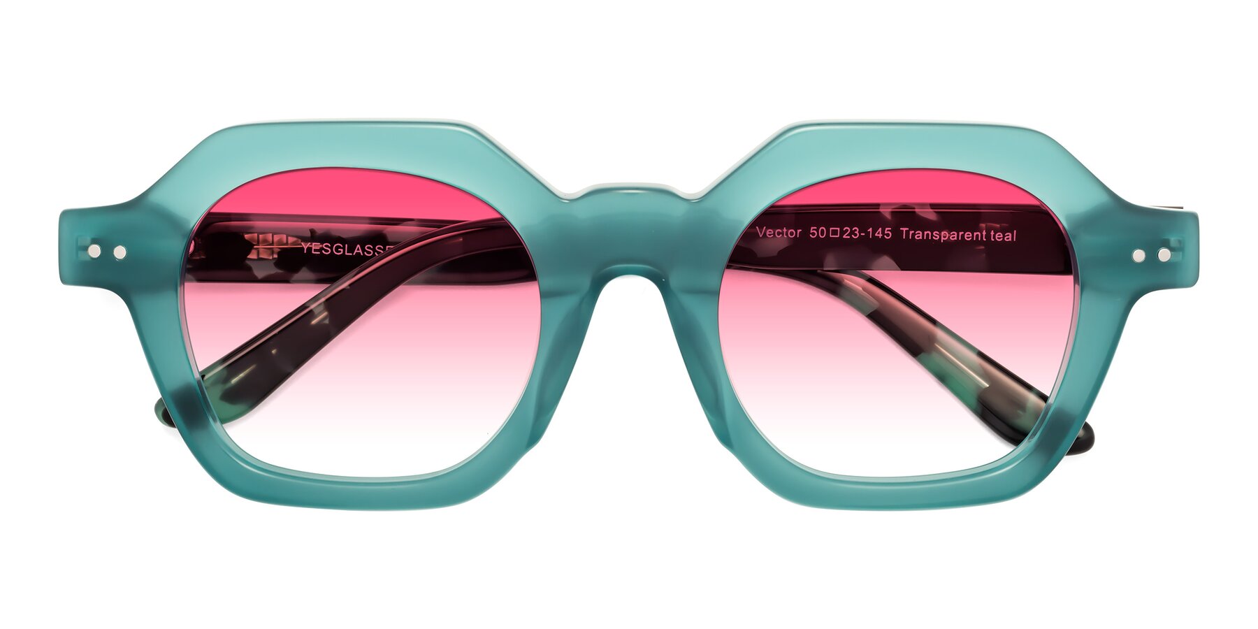 Folded Front of Vector in Transparent Teal with Pink Gradient Lenses