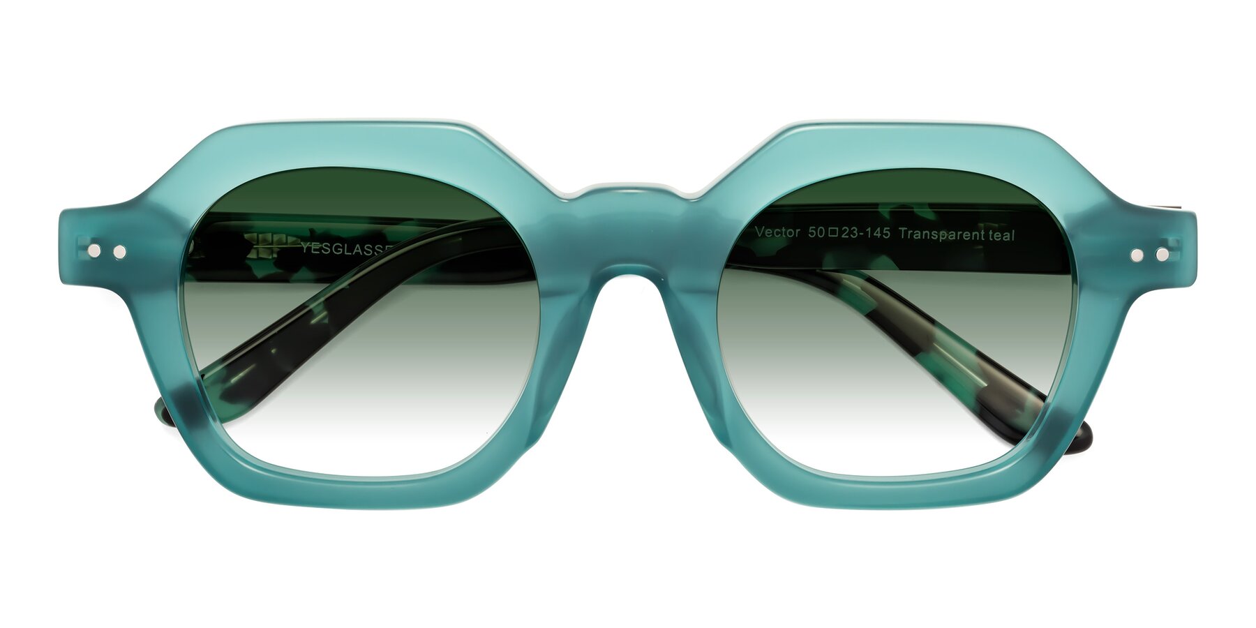 Folded Front of Vector in Transparent Teal with Green Gradient Lenses