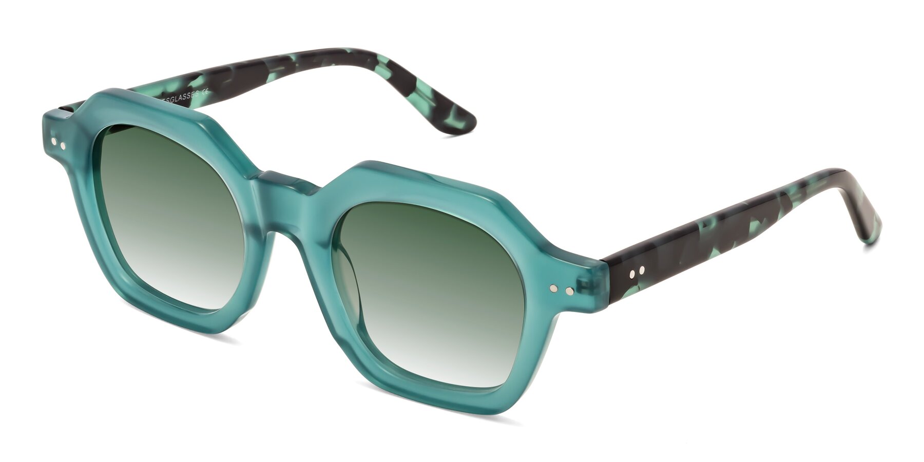 Angle of Vector in Transparent Teal with Green Gradient Lenses