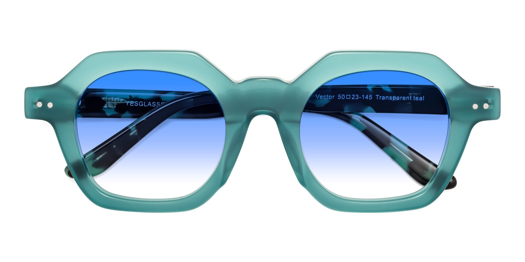 Folded Front of Vector in Transparent Teal with Blue Gradient Lenses