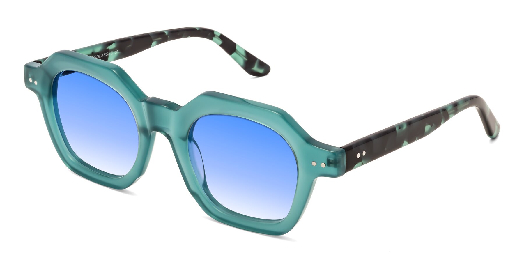Angle of Vector in Transparent Teal with Blue Gradient Lenses