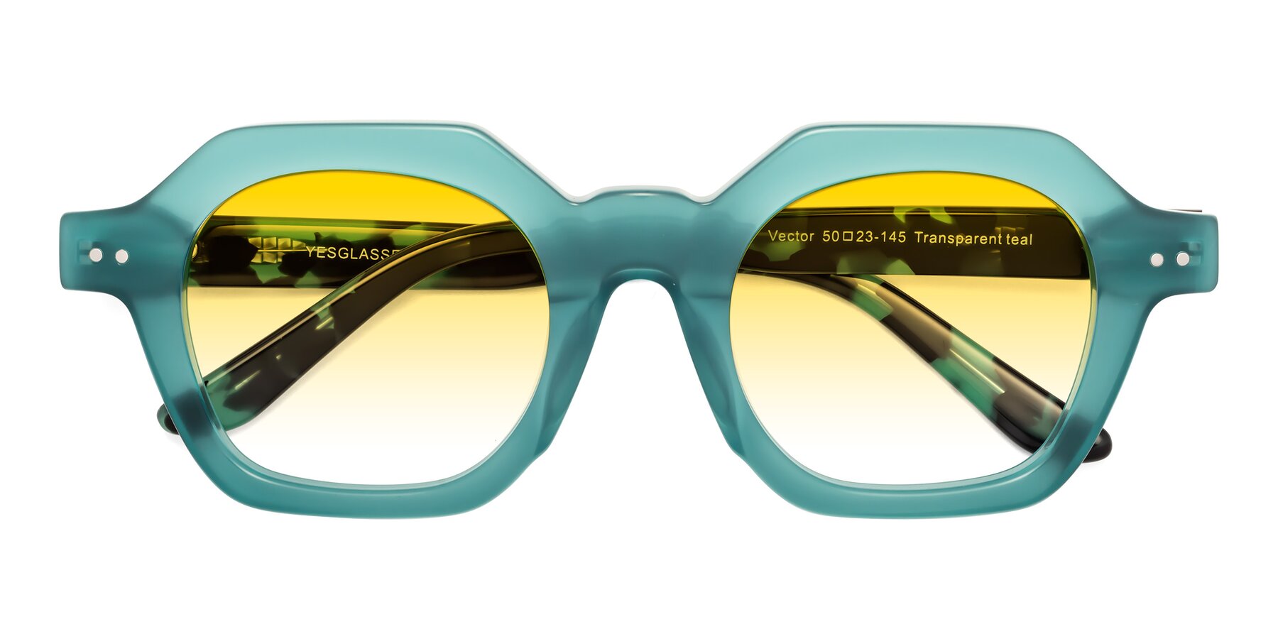 Folded Front of Vector in Transparent Teal with Yellow Gradient Lenses