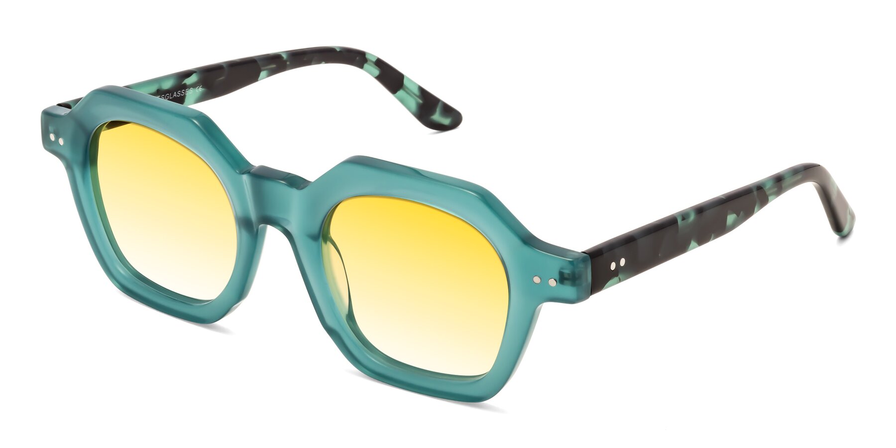 Angle of Vector in Transparent Teal with Yellow Gradient Lenses