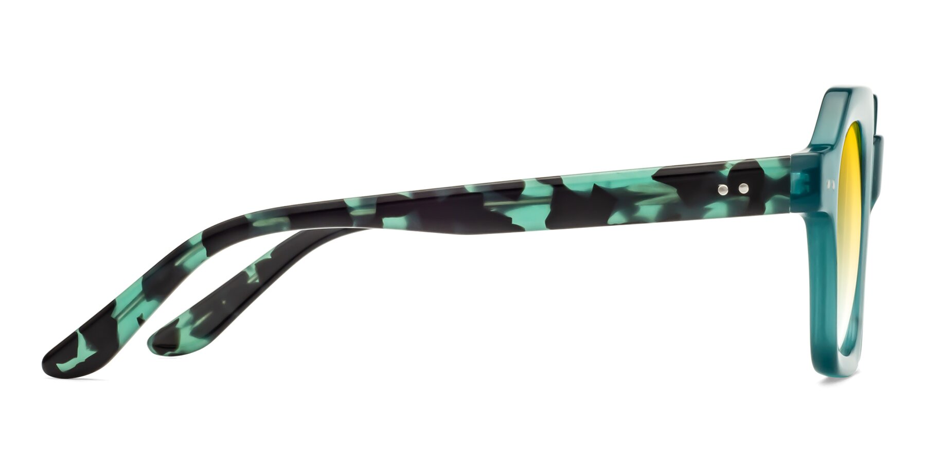 Side of Vector in Transparent Teal with Yellow Gradient Lenses