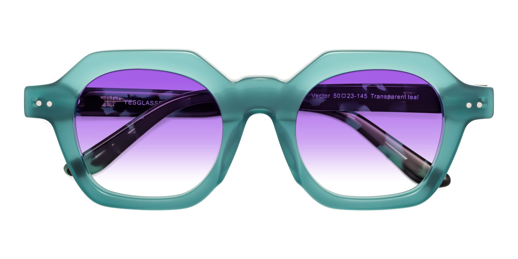 Folded Front of Vector in Transparent Teal with Purple Gradient Lenses