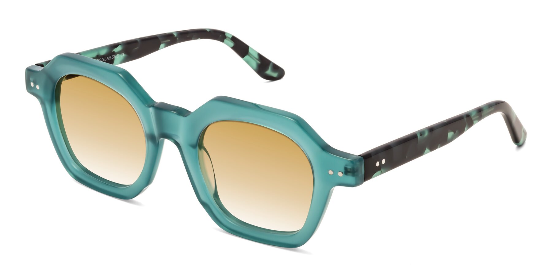 Angle of Vector in Transparent Teal with Champagne Gradient Lenses