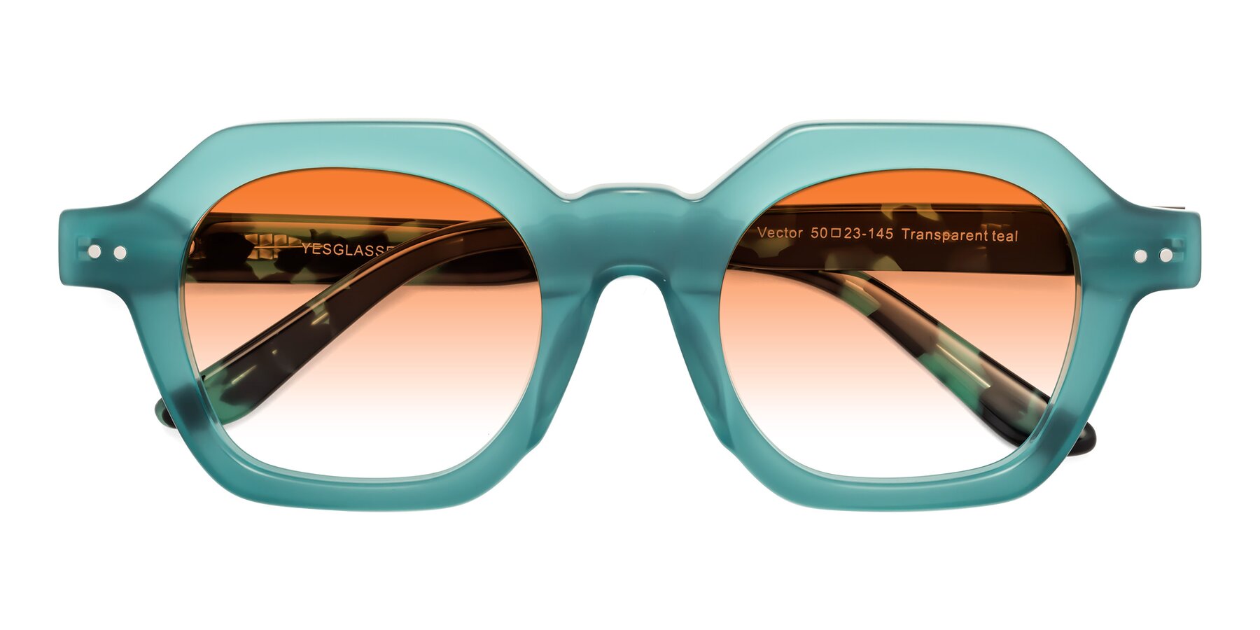 Folded Front of Vector in Transparent Teal with Orange Gradient Lenses
