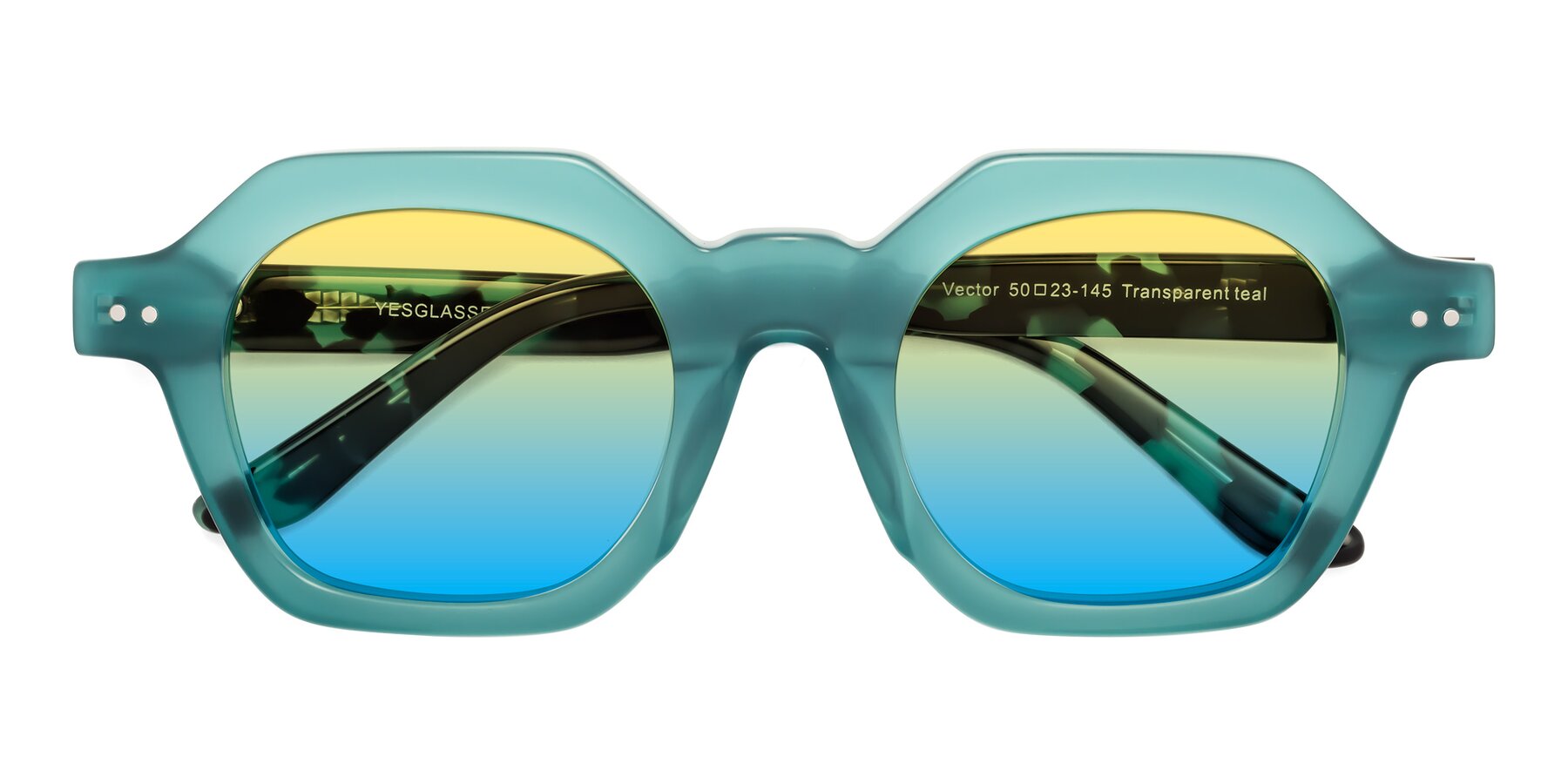 Folded Front of Vector in Transparent Teal with Yellow / Blue Gradient Lenses