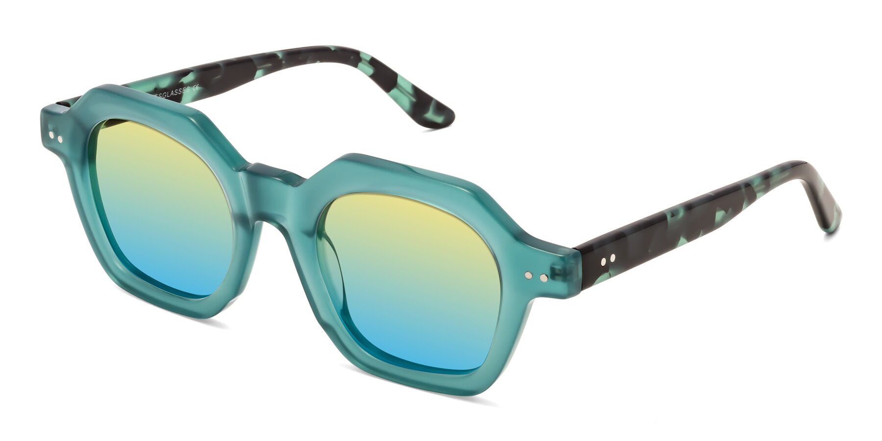 Angle of Vector in Transparent Teal with Yellow / Blue Gradient Lenses