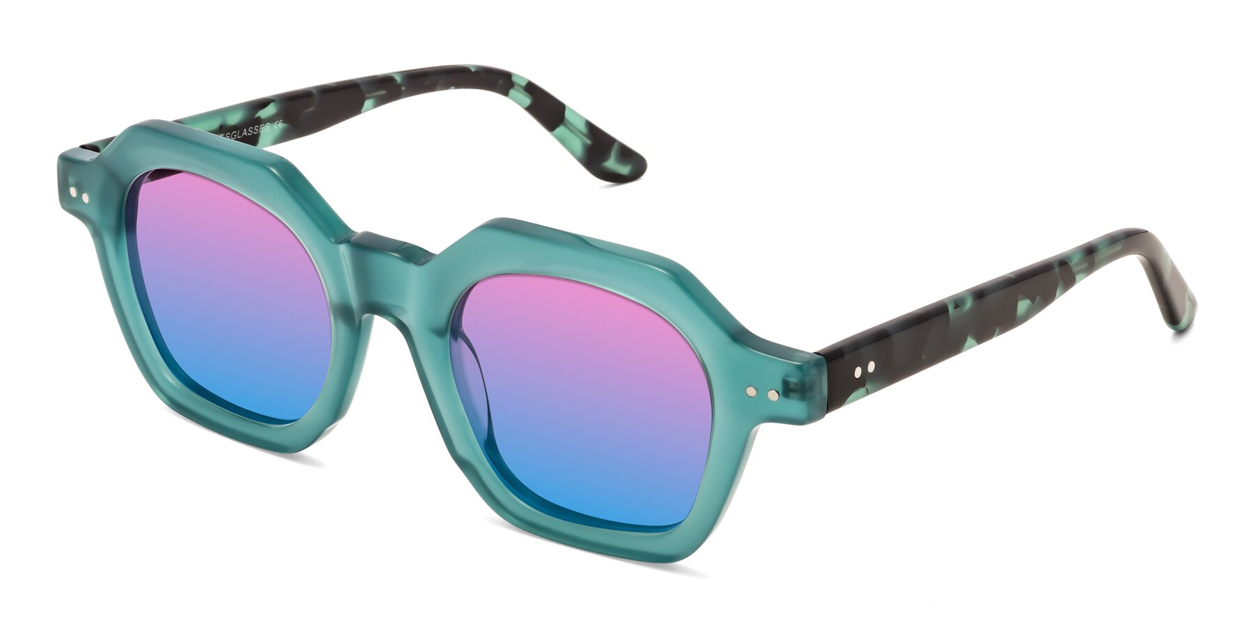 Angle of Vector in Transparent Teal with Pink / Blue Gradient Lenses