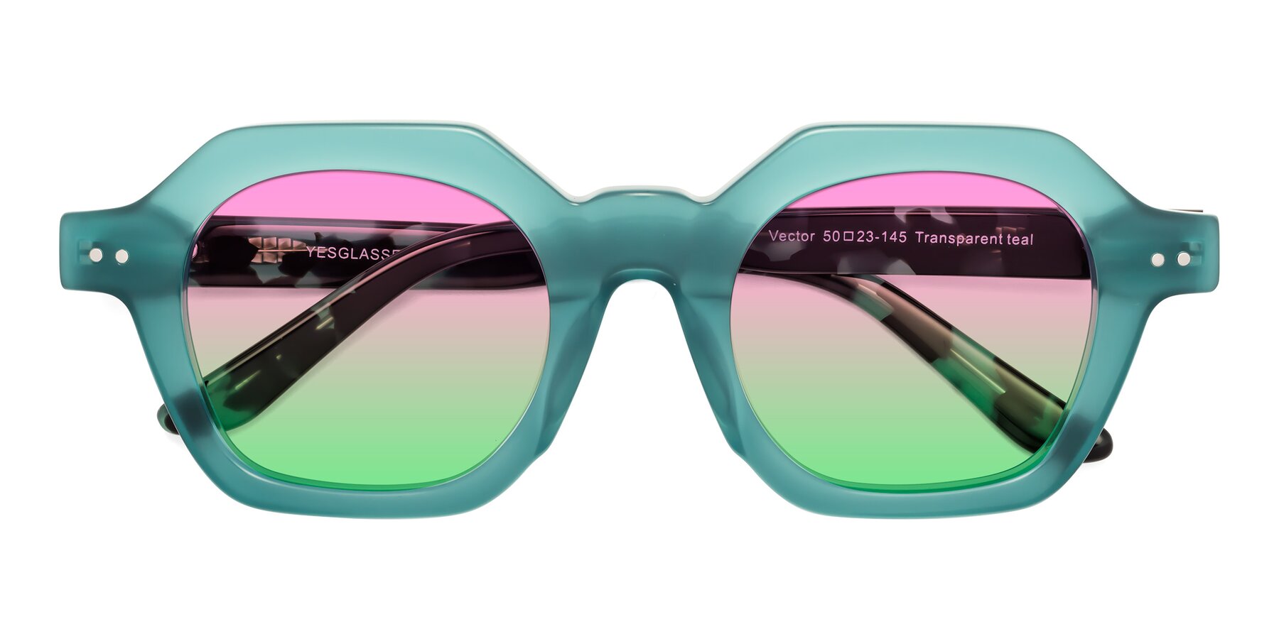 Folded Front of Vector in Transparent Teal with Pink / Green Gradient Lenses