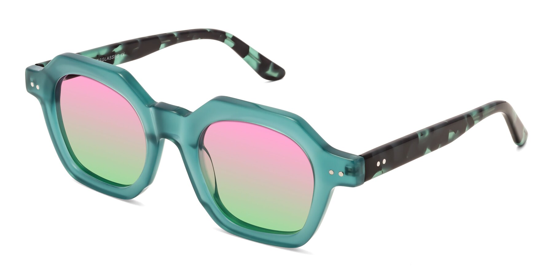 Angle of Vector in Transparent Teal with Pink / Green Gradient Lenses