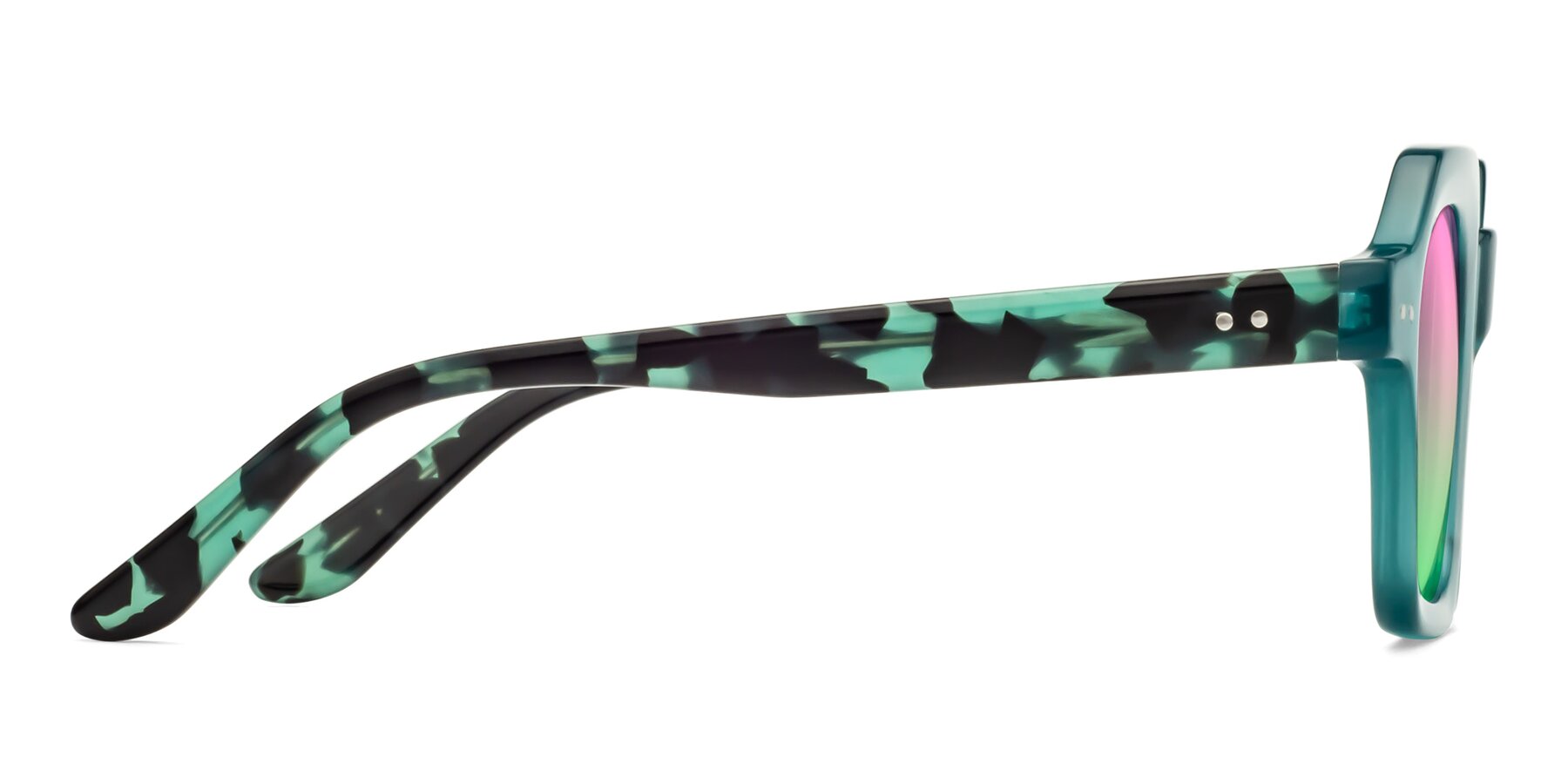 Side of Vector in Transparent Teal with Pink / Green Gradient Lenses