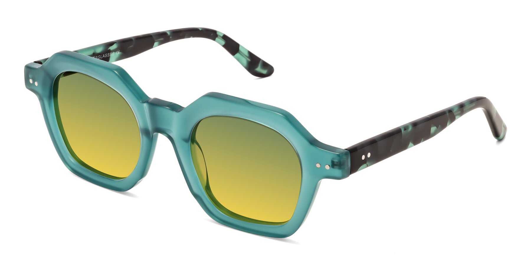 Angle of Vector in Transparent Teal with Green / Yellow Gradient Lenses