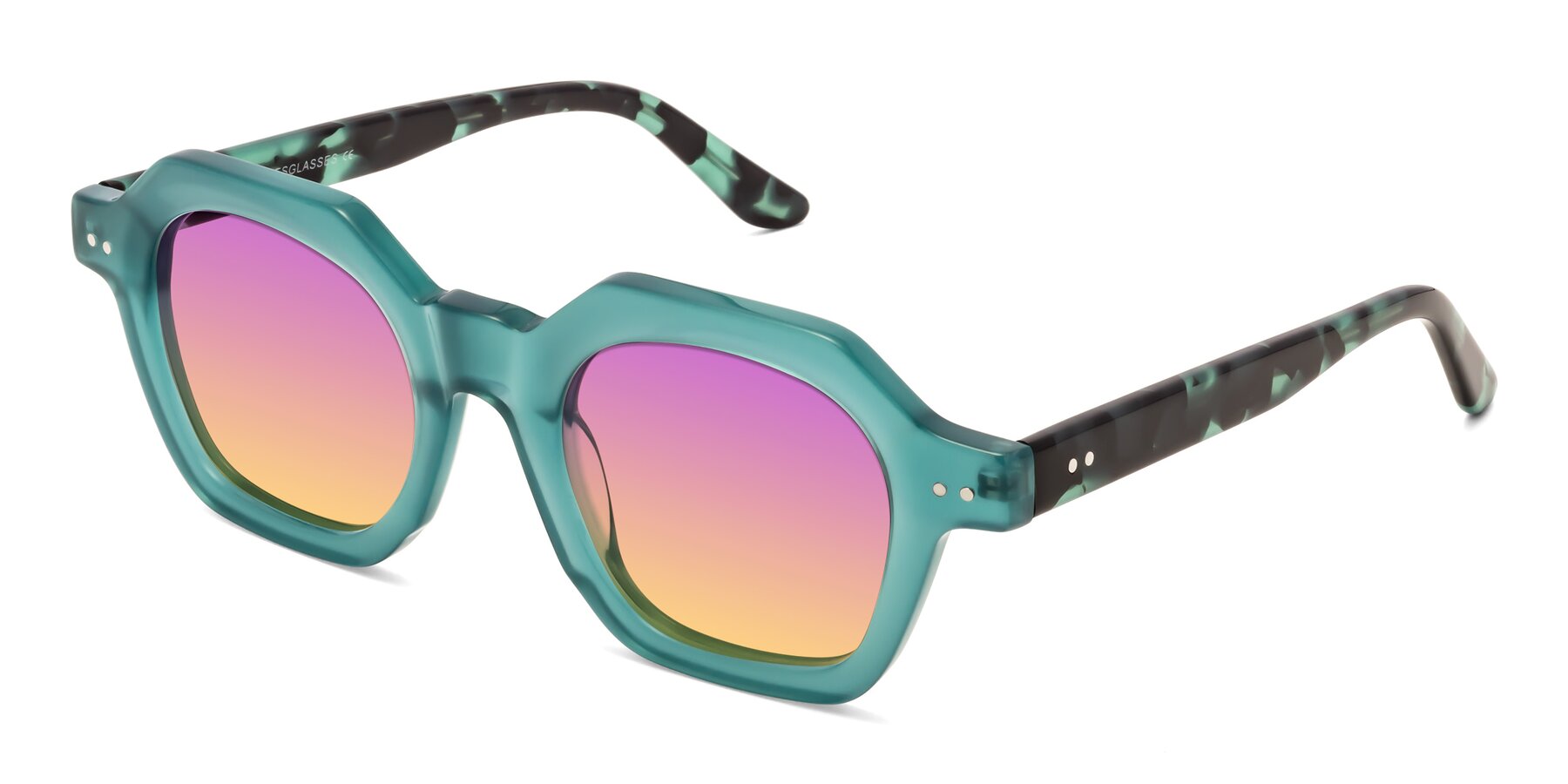 Angle of Vector in Transparent Teal with Purple / Yellow Gradient Lenses