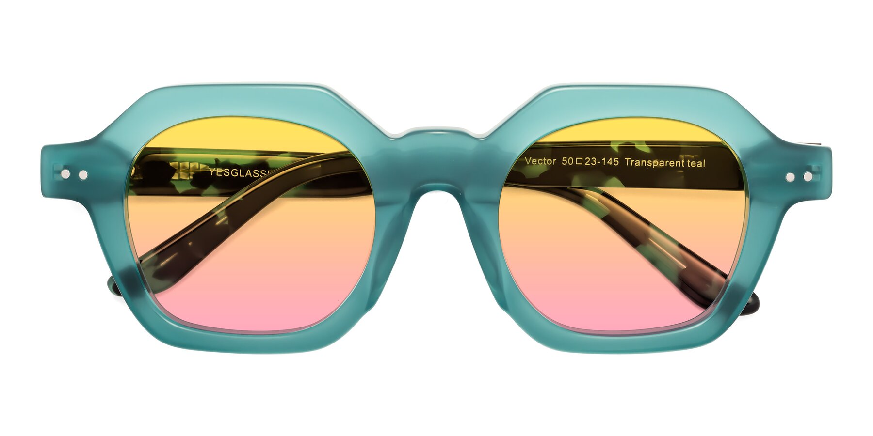 Folded Front of Vector in Transparent Teal with Yellow / Pink Gradient Lenses