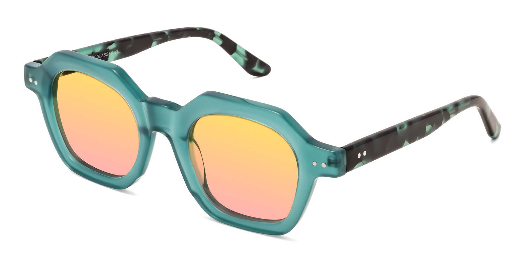 Angle of Vector in Transparent Teal with Yellow / Pink Gradient Lenses
