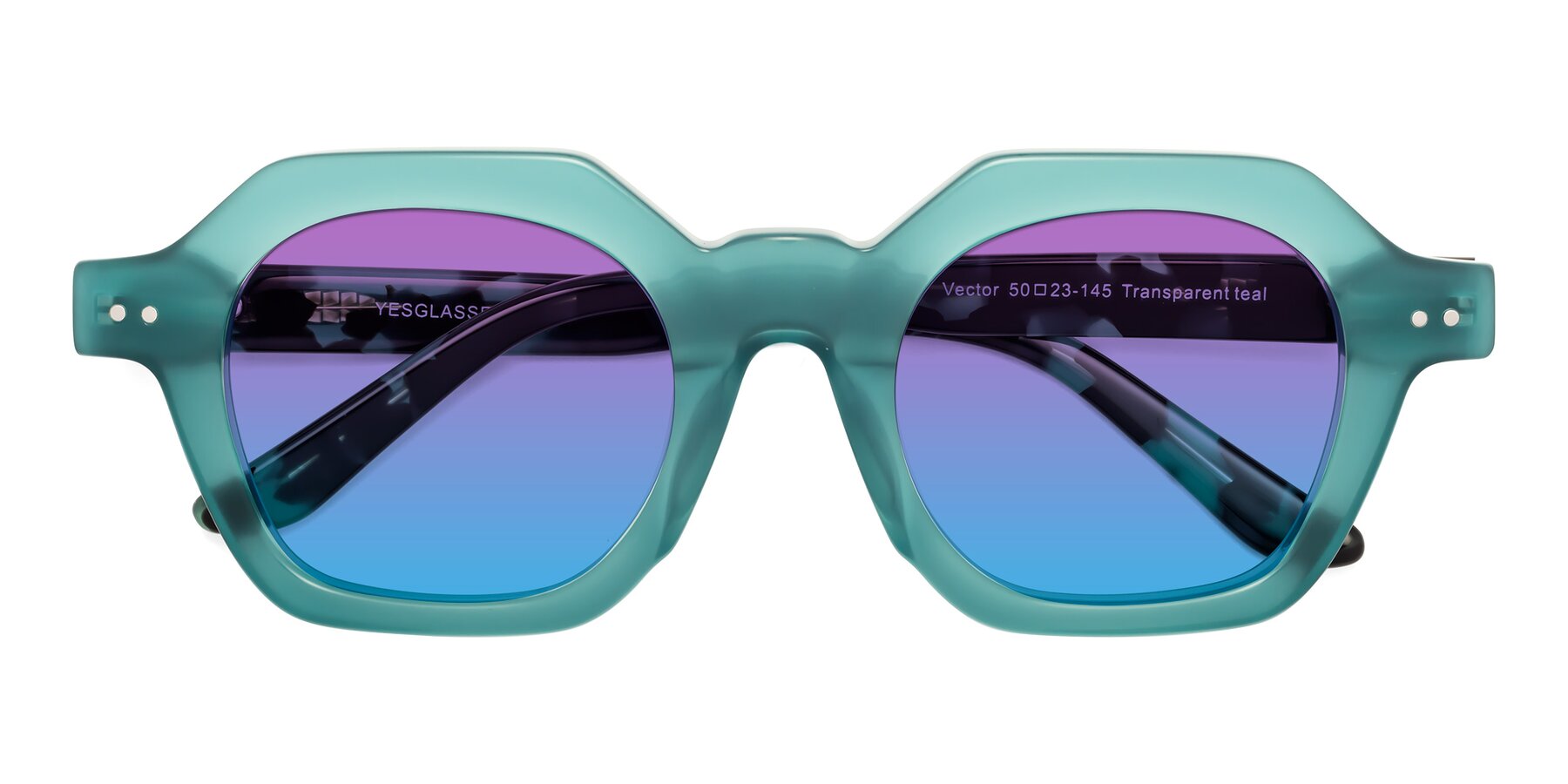 Folded Front of Vector in Transparent Teal with Purple / Blue Gradient Lenses