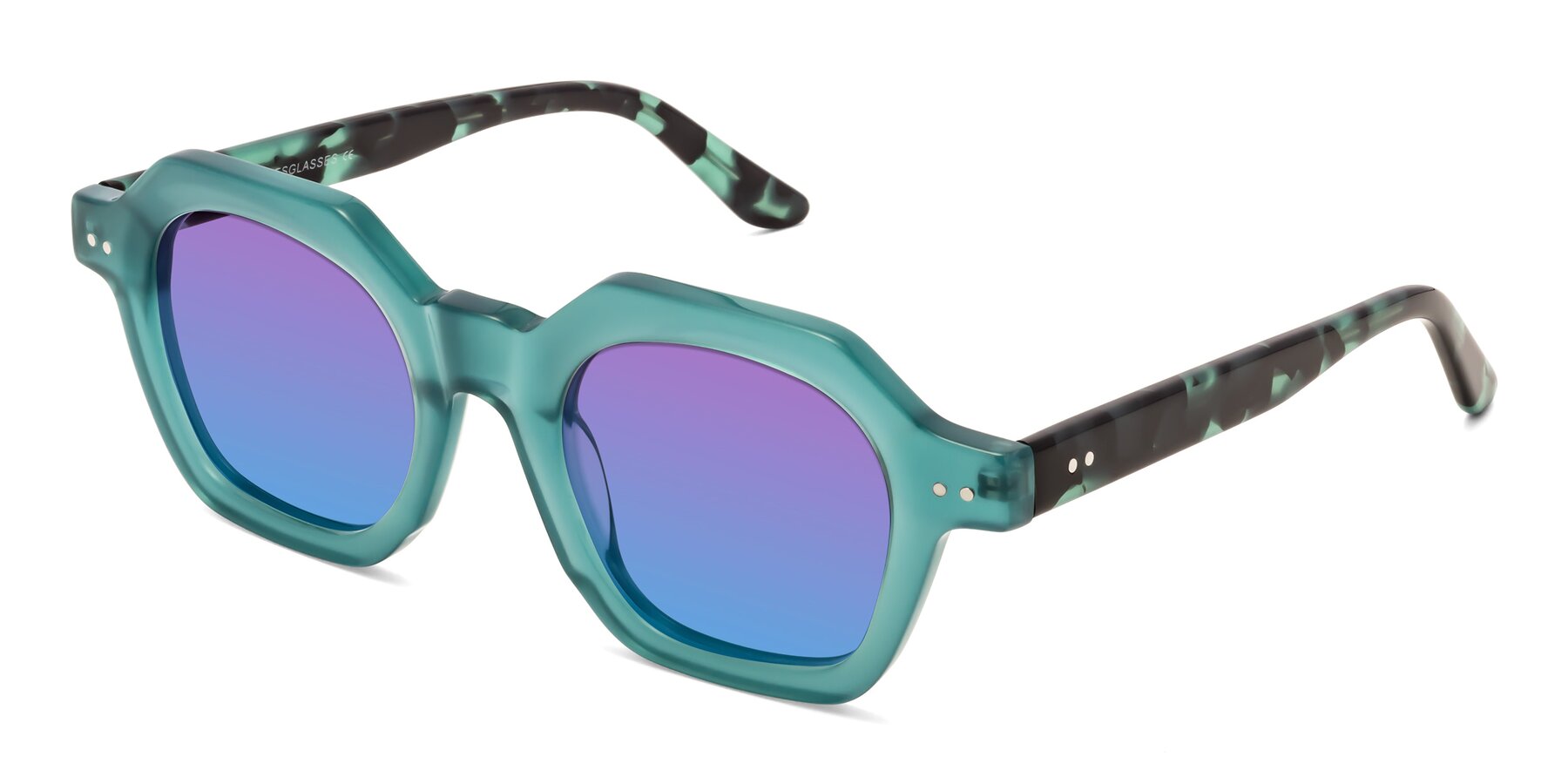 Angle of Vector in Transparent Teal with Purple / Blue Gradient Lenses