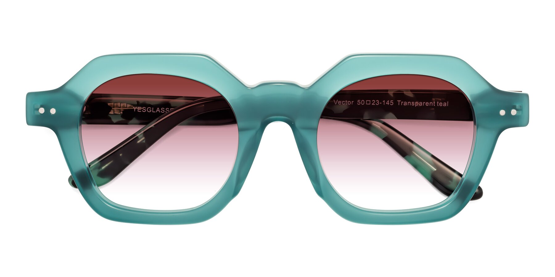 Folded Front of Vector in Transparent Teal with Garnet Gradient Lenses