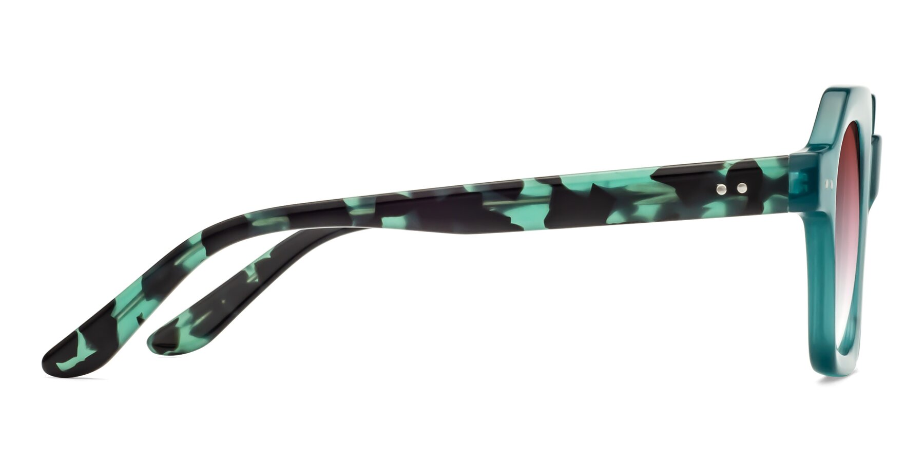 Side of Vector in Transparent Teal with Garnet Gradient Lenses