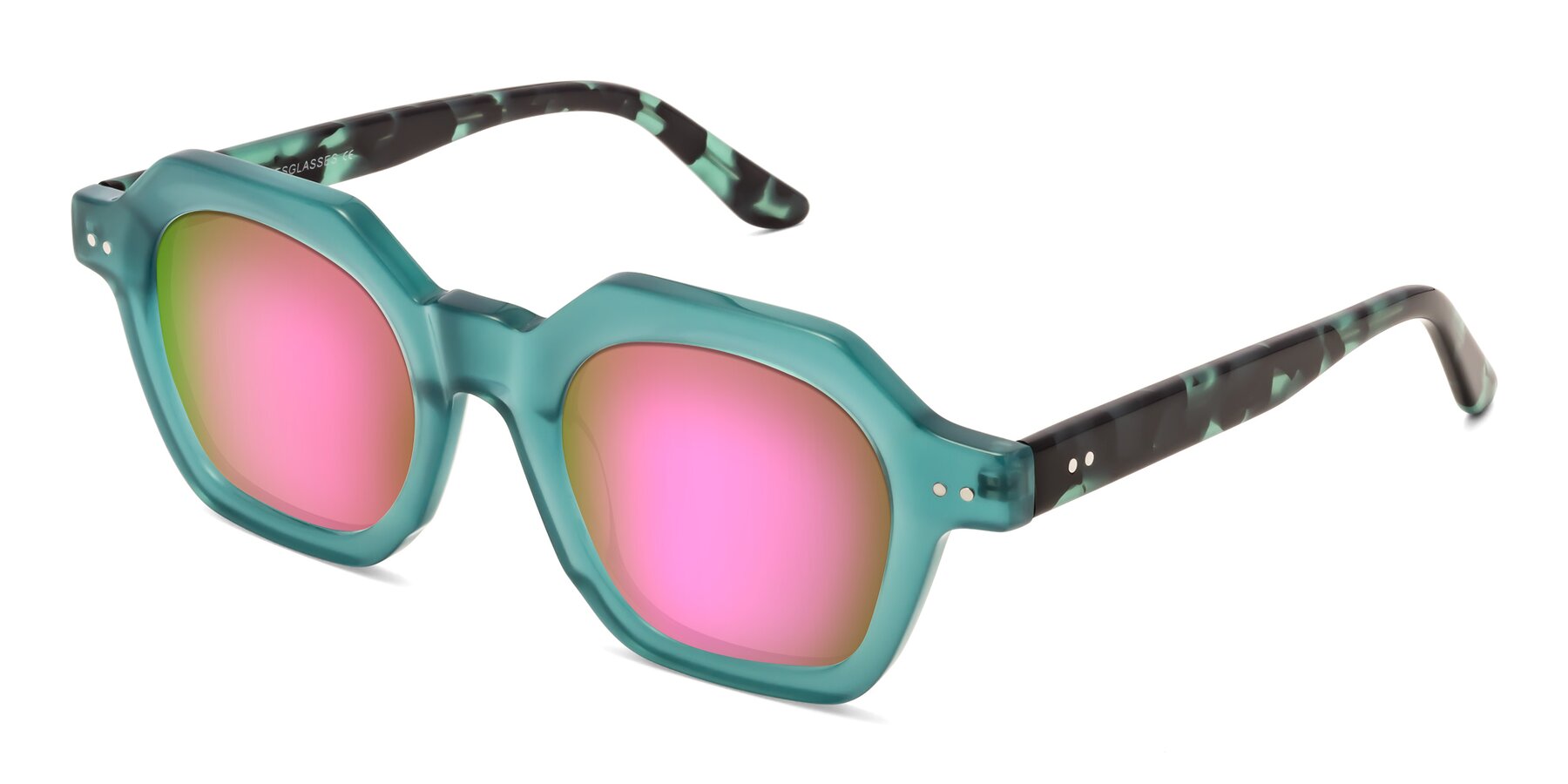 Angle of Vector in Transparent Teal with Pink Mirrored Lenses