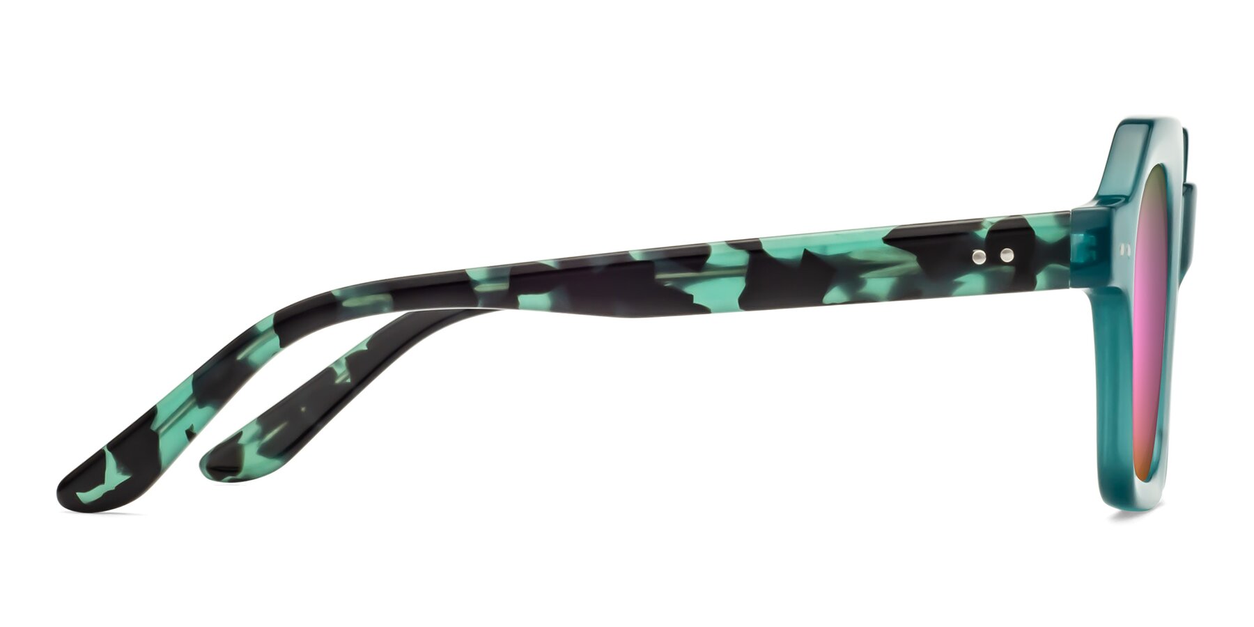 Side of Vector in Transparent Teal with Pink Mirrored Lenses