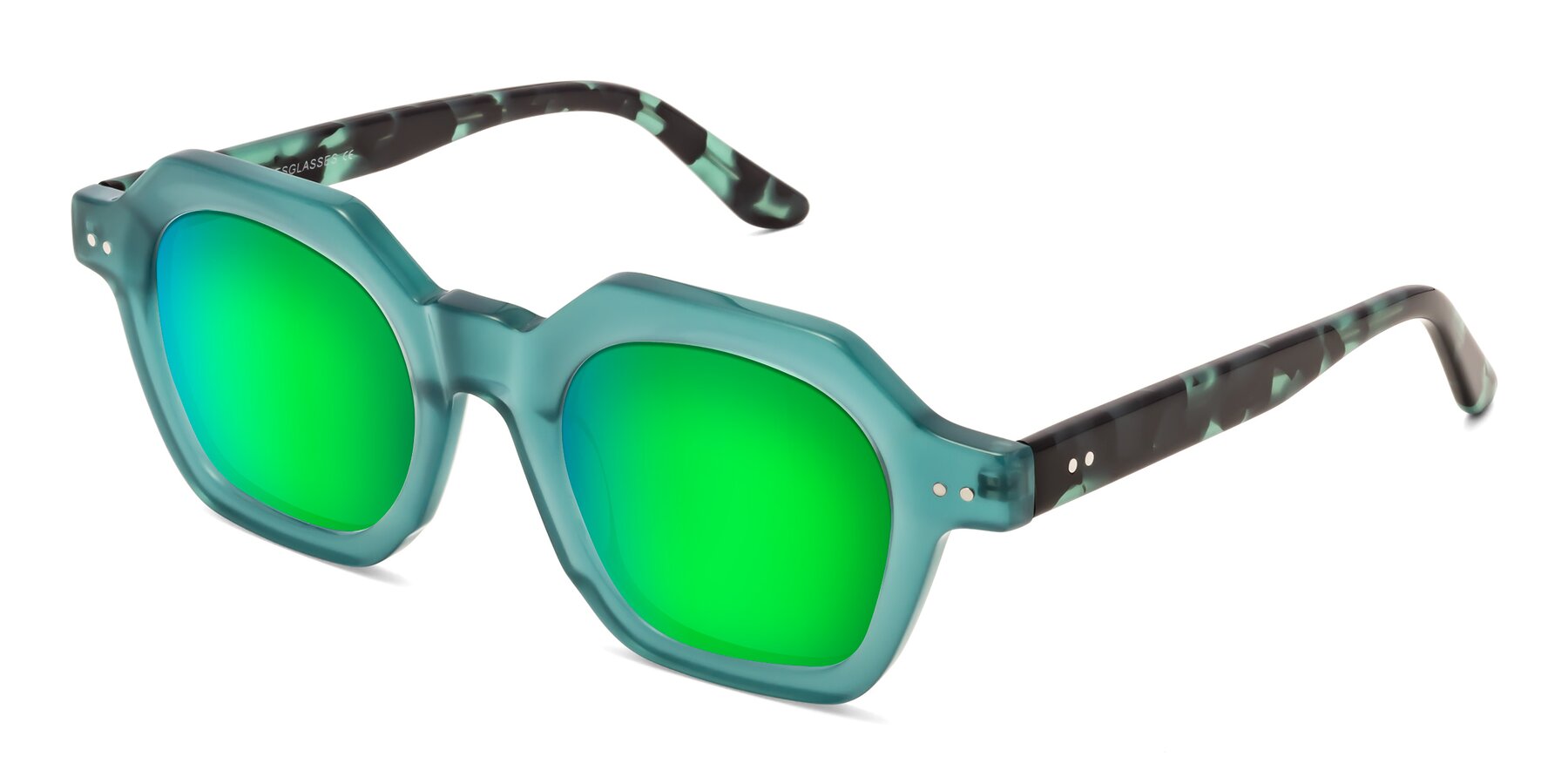 Angle of Vector in Transparent Teal with Green Mirrored Lenses