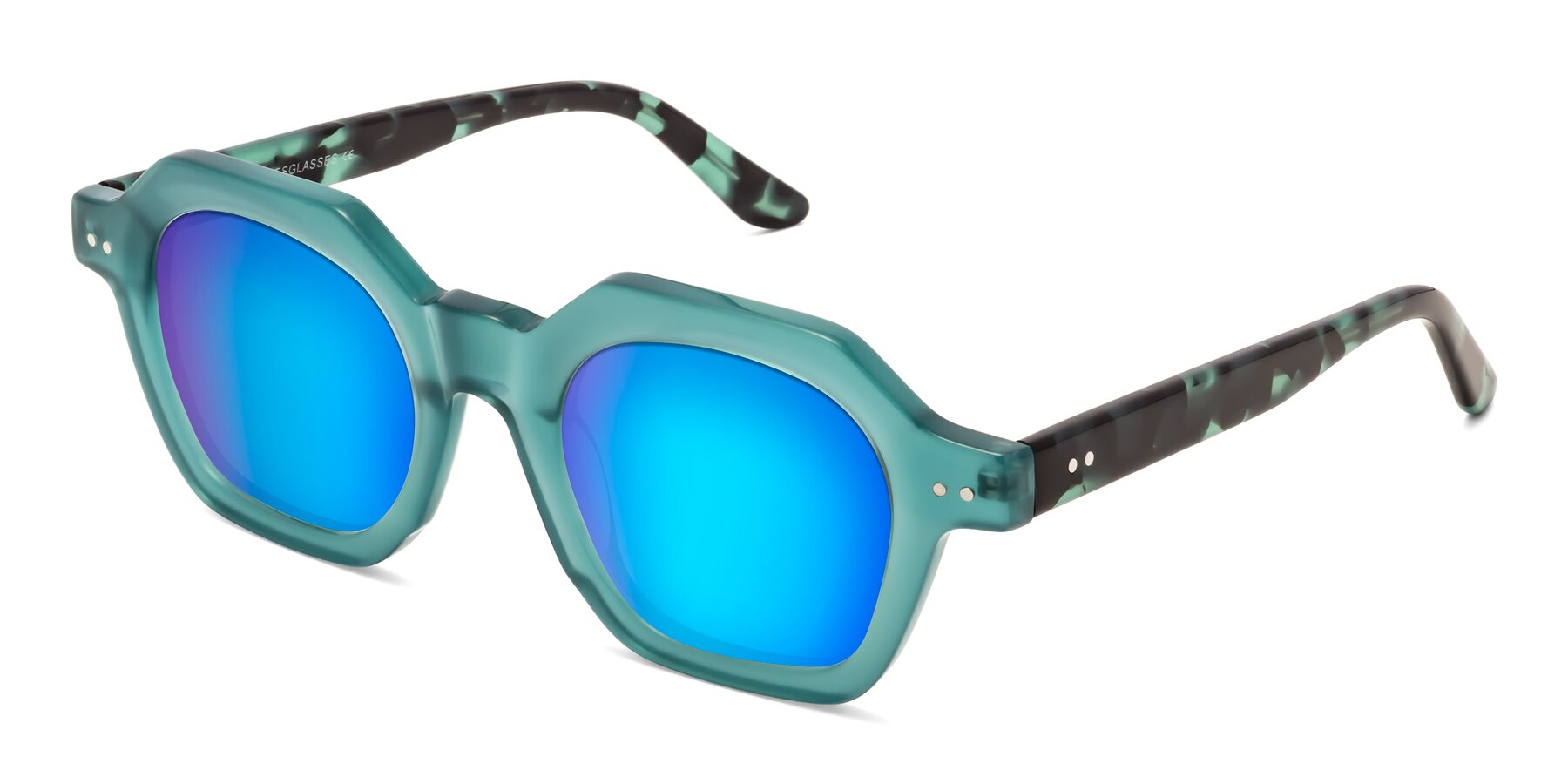 Angle of Vector in Transparent Teal with Blue Mirrored Lenses