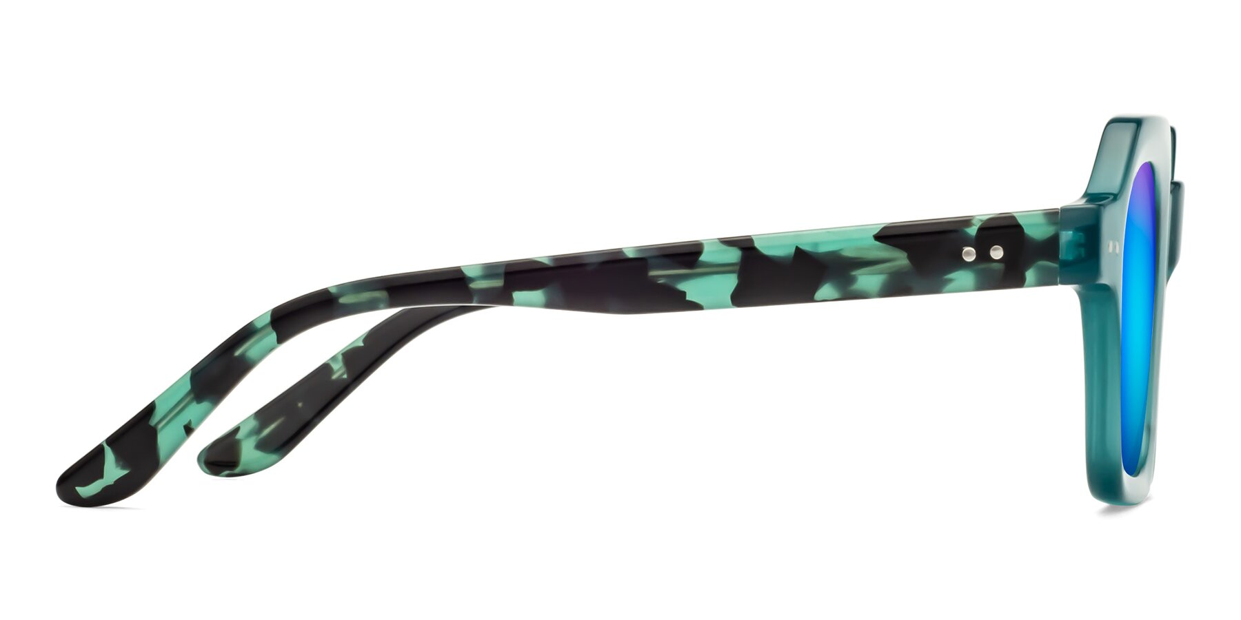 Side of Vector in Transparent Teal with Blue Mirrored Lenses