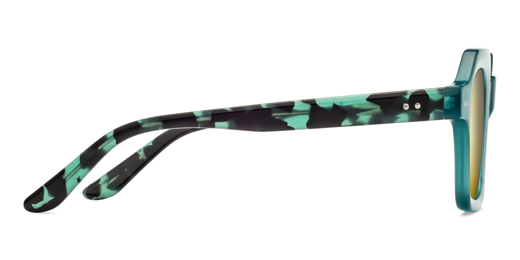 Side of Vector in Transparent Teal with Gold Mirrored Lenses
