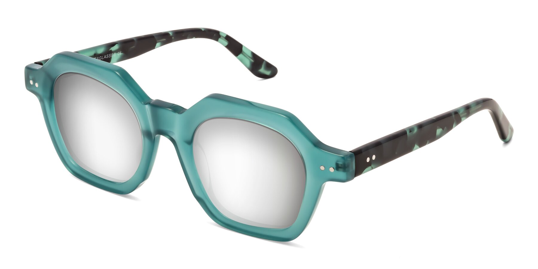 Angle of Vector in Transparent Teal with Silver Mirrored Lenses