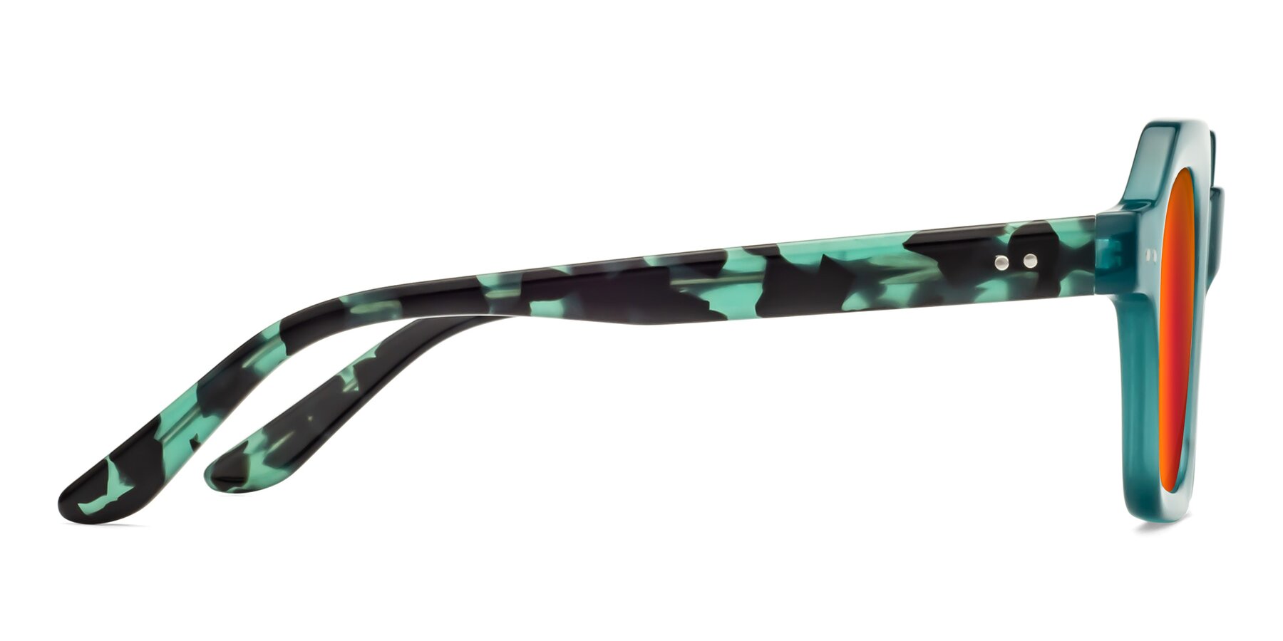 Side of Vector in Transparent Teal with Red Gold Mirrored Lenses
