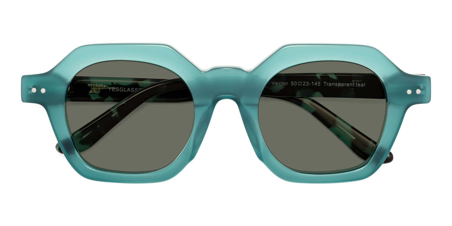 Folded Front of Vector in Transparent Teal with Gray Polarized Lenses
