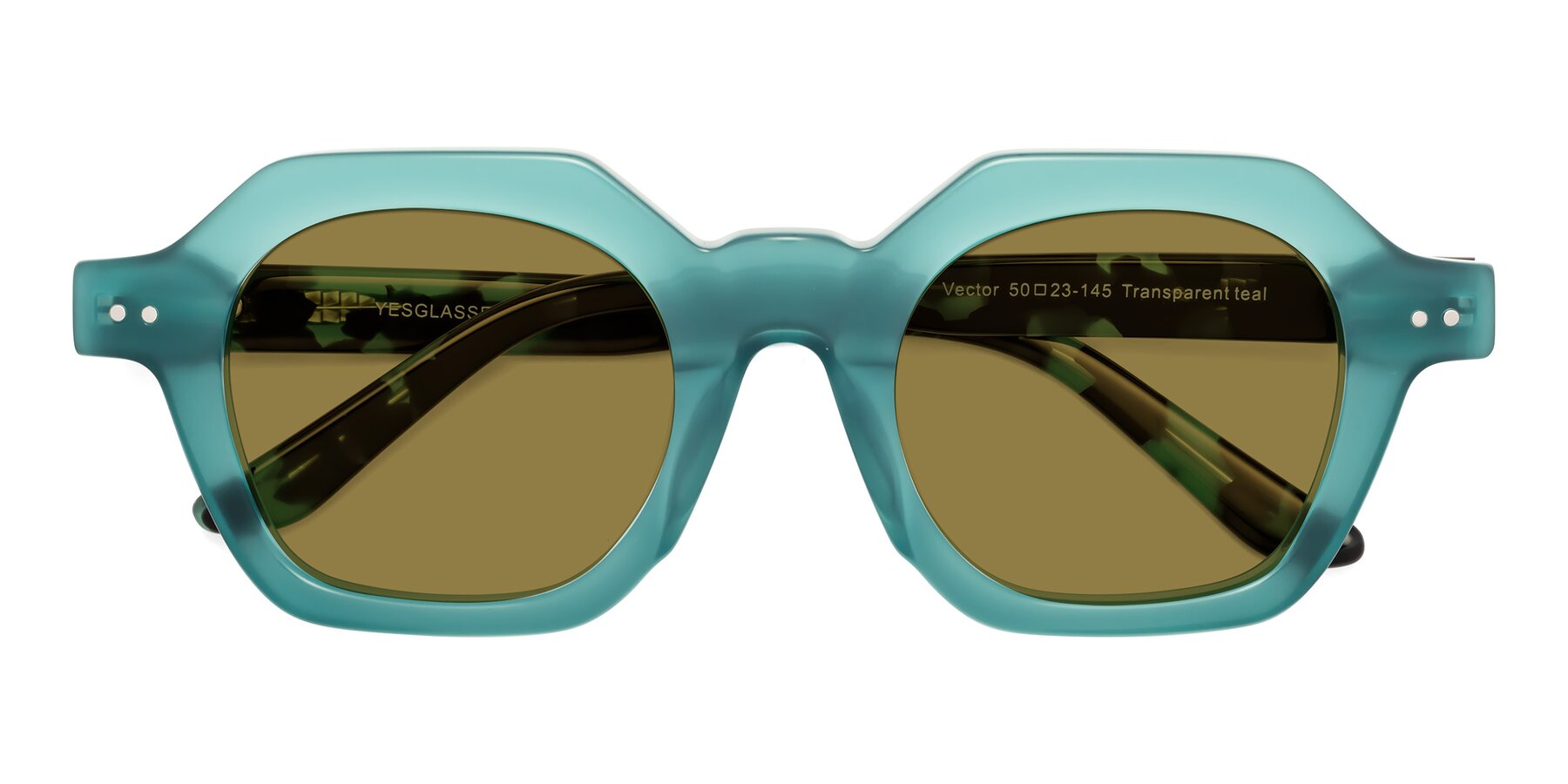 Folded Front of Vector in Transparent Teal with Brown Polarized Lenses