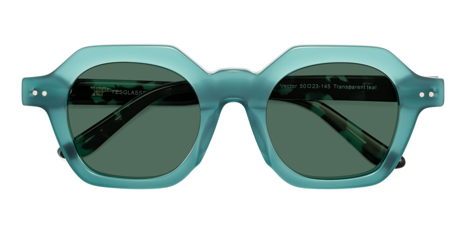 Folded Front of Vector in Transparent Teal with Green Polarized Lenses
